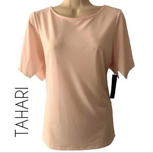 NWT Tahari Pink “Marcella Knit” Open Shoulder Short Sleeve Top Size M